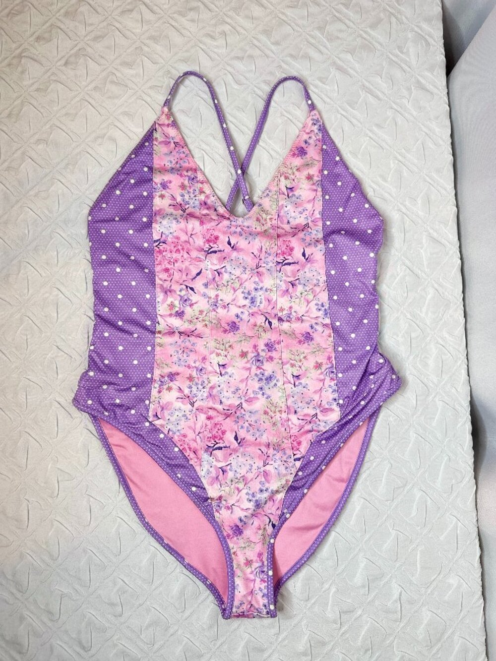 Love Shack Fancy Shailee Floral & Dotted Swimsuit MEDIUM Beach Coquette Feminine